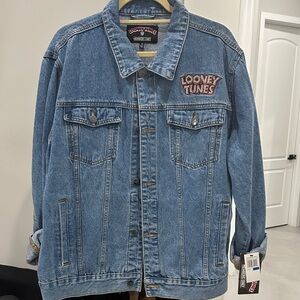 Members Only Blue Jean Jacket with Looney Tunes Patch